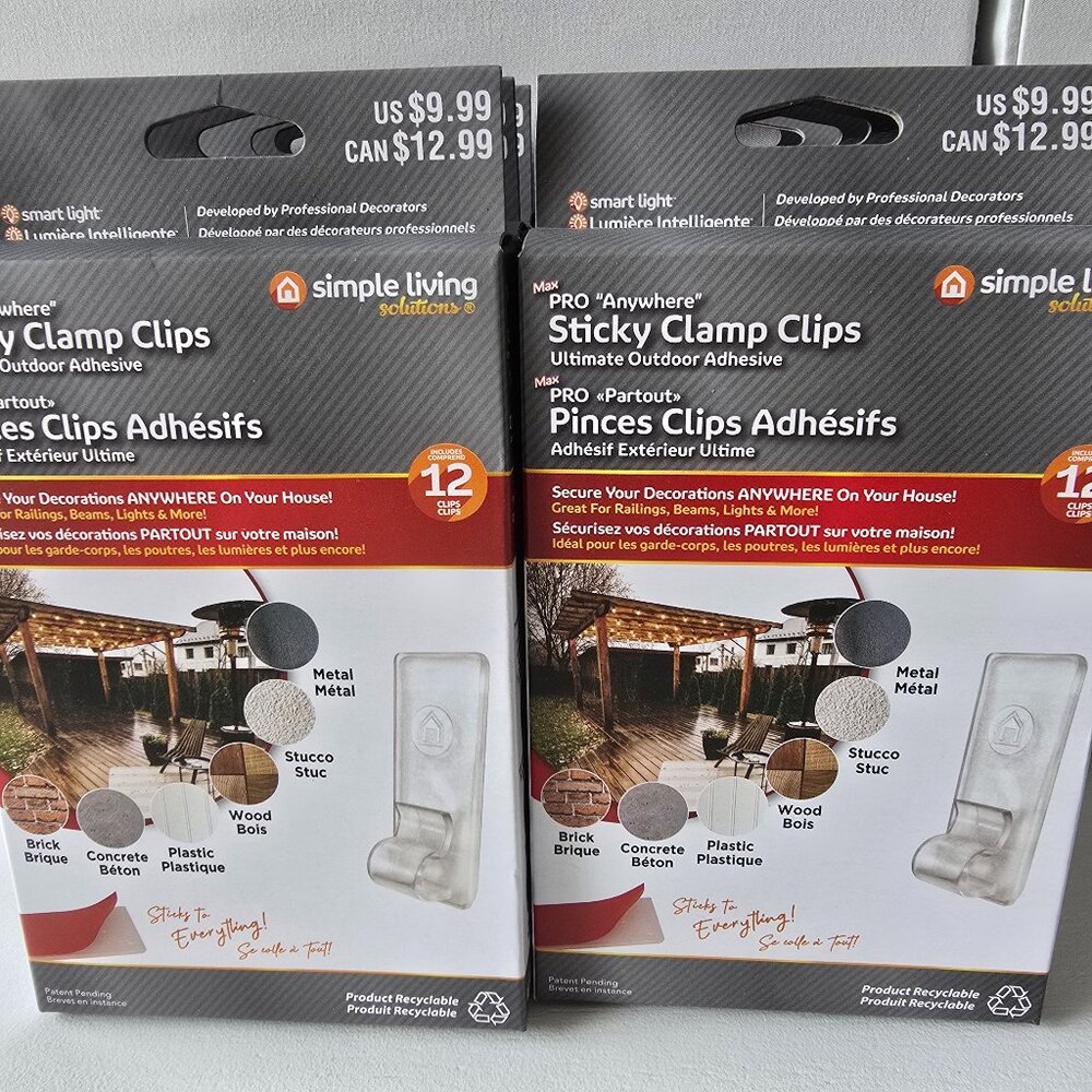Adhesive "Sticky Clamp Clips" Simply Living Solutions LOT OF 10